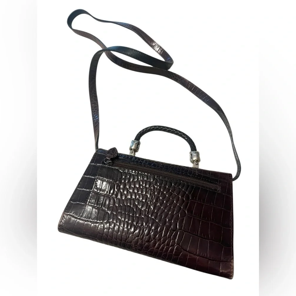 Brighton purse crossbody wallet braided handle brown black leather silver